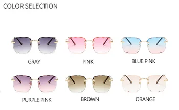 2021 Unic Pătrat fără ramă de ochelari de Soare pentru Femei Brand Designer Gradient de Ochelari de Soare Moda Doamnelor Albastru Roz Ochelari Nuante UV400