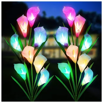 Solar de Flori de Lumină Calla Lily Rose Led Lămpile de Gazon Impermeabil în aer liber Lumini Flash Gazon Garden Decor Gazon Peisaj Lampă#g3