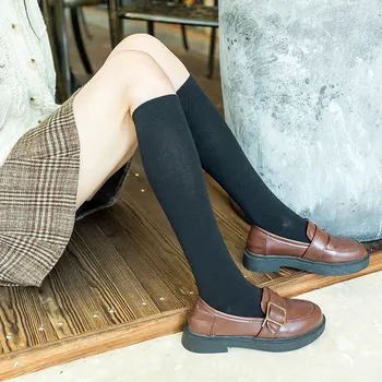 Bumbac pur șosete pentru femei Japonez culoare de bază șosete student mijlocul tub Negru Genunchi JK gramada de sosete