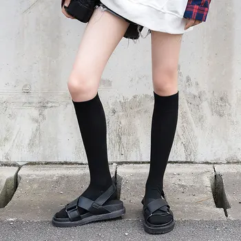 Bumbac pur șosete pentru femei Japonez culoare de bază șosete student mijlocul tub Negru Genunchi JK gramada de sosete