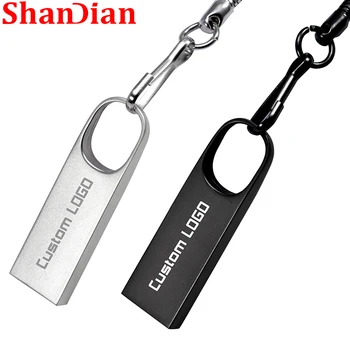 SHANDIAN Gratuit logo-ul USB 2.0 capacitate Efectivă Micro Flash Drive 128GB/64GB/32GB/16GB cu Mașina de Metal Memory Stick U Disc pentru Cadou
