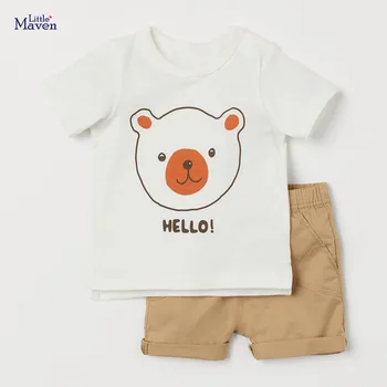 Copiii 2021 Vara Băieți Copii Haine Copilul Bumbac Set Scrisoare Urs Print T Shirt + Culoare Solidă pantaloni Scurți pentru Copii 2-7 Ani