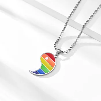 Retro Taoism Yin Yang Tai Chi Bârfă Pandantiv Steag LGBT Coliere pentru Om Boy Femeie din Oțel Inoxidabil Dragoste Gay Bijuterii Cadou