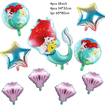 1 Set Mare de Desene animate Disney Ariel Sirena Printesa Folie de Aluminiu Balon Shell Copil fata de Ziua Decor Petrecere copil de dus