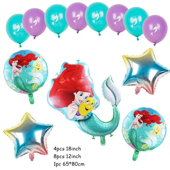 1 Set Mare de Desene animate Disney Ariel Sirena Printesa Folie de Aluminiu Balon Shell Copil fata de Ziua Decor Petrecere copil de dus