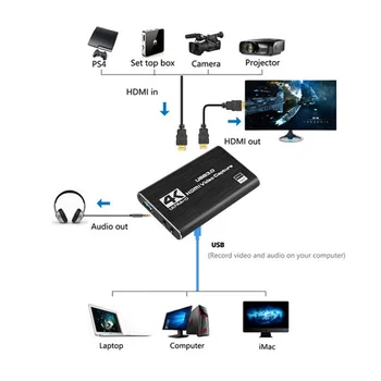 USB3.0 Captura USB HDMI 4K60Hz Captura Video HDMI pentru Card de Captura Video USB Dongle Joc de Streaming Live Stream Broadcast MICinput