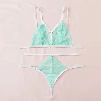 Dantela Sleepwear Set de Lenjerie Femei Lenjerie Sutien Curea Set S-XL Intimii 2019 Sexy Vedea Prin Verde Lenjerie Set Sutien