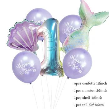 32inch Numărul Balon de Folie Little Mermaid Petrecere Baloane Petrecere de Aniversare pentru Copii Decor Livrările de Duș pentru Copii 0-9 Număr de Baloane