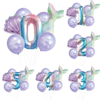 32inch Numărul Balon de Folie Little Mermaid Petrecere Baloane Petrecere de Aniversare pentru Copii Decor Livrările de Duș pentru Copii 0-9 Număr de Baloane