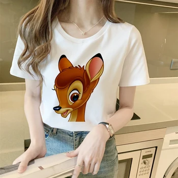 Bambi, Flori, Haine Disney Voga Desene Animate Print T Camasa Pentru Femei De Vara Cu Maneci Scurte Topuri Kawaii Estetice Casual Tricou Femme