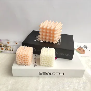 1 buc Nou Pătrat 3D Model Fagure de miere Lumânare Mucegai Manual Lumânare Parfumată DIY Arta Lumânare Mucegai Silicon Gips Sapun Matrite Fierbinte 2021