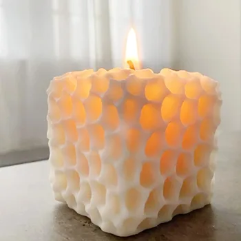 1 buc Nou Pătrat 3D Model Fagure de miere Lumânare Mucegai Manual Lumânare Parfumată DIY Arta Lumânare Mucegai Silicon Gips Sapun Matrite Fierbinte 2021