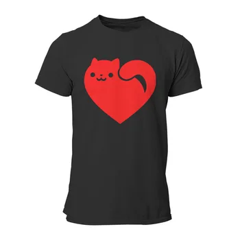 Men ' s T-shirt Cat Inima Neagră Drăguț Maneca Streetwear Bărbați Îmbrăcăminte 41931