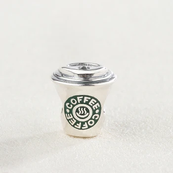 De înaltă Calitate Minunat Smalț Verde Argint 925 Mini Bijuterii Ceașcă de Cafea Farmecul Brățară Potrivit pentru Pandora Accesorii
