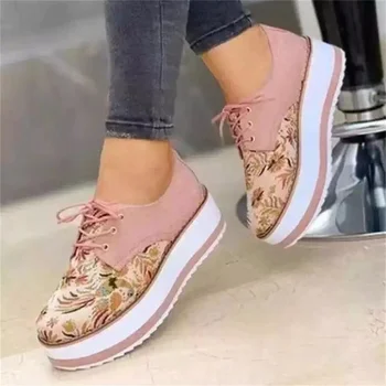 2021 Înaltă Calitate Flori Brodate Platforma Pantofi Femei Apartamente Zapatillas Mujer Casual Pantofi Doamnelor Feminino Plus dimensiunea 43