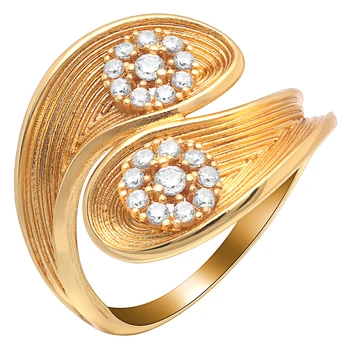 UFOORO Creat Floare Zircon Alb Inel Bijuterii Romantic de Lux Spirala de Aur Inel Pentru Femei verighete Inel