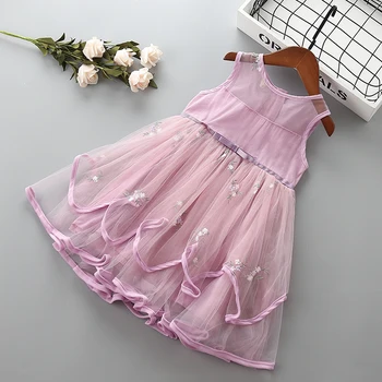 0-6 ani de Înaltă calitate fata rochie 2019 noi de vara plasă de dantelă solid copii copil fata cu haine de petrecere formale rochie de printesa