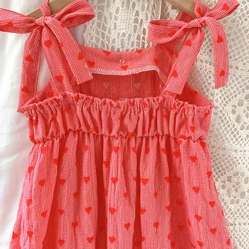 2021 fete rochie de vara copii iubesc roșu drăguț rochie de printesa de fetita bretele copilul tendință de moda de îmbrăcăminte pentru copii