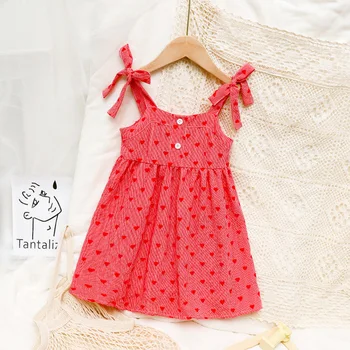 2021 fete rochie de vara copii iubesc roșu drăguț rochie de printesa de fetita bretele copilul tendință de moda de îmbrăcăminte pentru copii