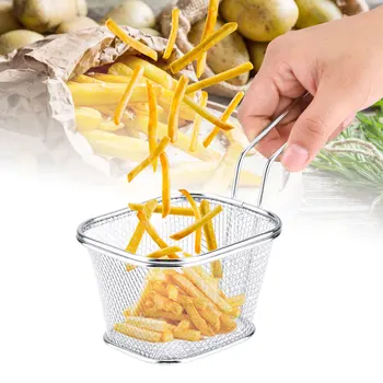 Mini Inox Chips-Uri Deep Fry Coșuri De Alimente De Prezentare Filtru De Cartofi De Gătit Instrument Prajit Coș De Chips-Uri Gustare Coș