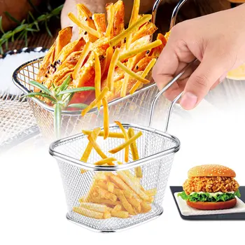 Mini Inox Chips-Uri Deep Fry Coșuri De Alimente De Prezentare Filtru De Cartofi De Gătit Instrument Prajit Coș De Chips-Uri Gustare Coș