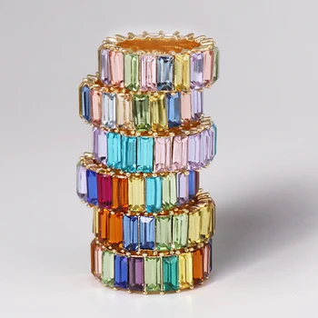 Noi AAA Zircon Cz Curcubeu Inel Zirconiu Cubi de Aur Umplut de Logodna Inel de Trupa Pentru Femei en-Gros de Bijuterii Cadou