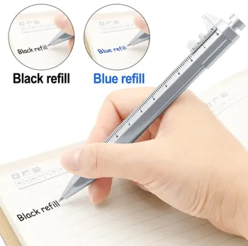 Multifuncțional Gel Ink Pen Șubler cu Vernier Roller Ball Pen Papetărie Ball-Point Negru/Albastru umple 0,5 mm Dropshipping