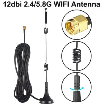 12dbi Antena WIFI 2.4 G/5.8 G Dual Band pol antena SMA Male cu bază Magnetică pentru Router Camera Amplificator de Semnal