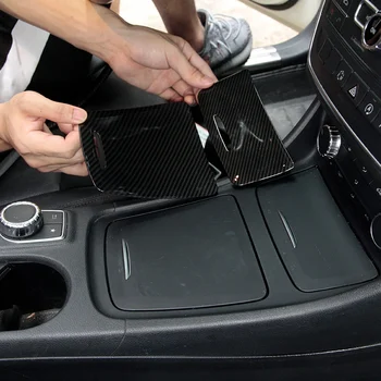 Fibra de Carbon Mașina de Centru Consola Cutie de Depozitare Panoul de Decor pentru Mercedes-Benz CLA, GLA-o Clasă W117 W176 A180-2017