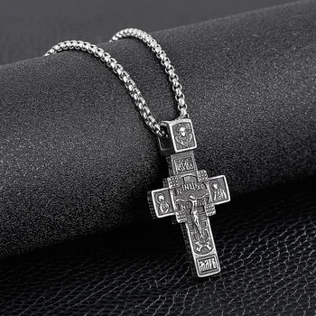 48*27mm din Oțel Inoxidabil Isus Religie Crucea Pandantiv Colier Barbati