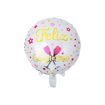 10buc 18inch Rotund spaniolă la mulți ani Balon Feliz Cumpleanos Heliu, Baloane Folie Petrecerea de Ziua Decor Globos