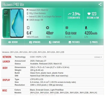Pentru Huawei P40 Lite 4G JNY-L21A L02A / P40 Lite 5G CDY-NX9A Display LCD Touch Screen Digitizer Înlocuirea Ansamblului