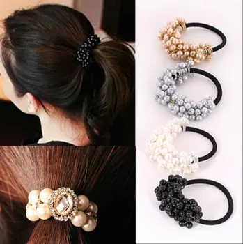 LNRRABC Noi Femeile Flori Pălării Accesorii Stras Imitații de Perle Margele Elastic Banda de Păr/Legături Coada de cal Titularul Hairband