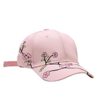 2021 Moda Bărbați Și Femei Broderii Florale Pălărie Pălărie De Soare Șapcă De Baseball Tipărite Peach Blossom De Vară Șapcă De Baseball Capac