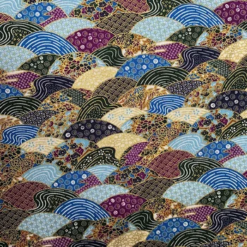Bumbac Albastru De Bronz Tesatura, Stil Japonez Pânză Imprimată Pentru Kimono Material Textil, Cusut Papusi Si Pungi De Material Patchwork