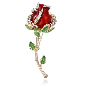 Vintage Stras Rose Email Pin Broșe pentru Femei Fata de Aliaj Rose Flori Nunti, Banchet Petrecere Brosa, Cadouri de Ziua Îndrăgostiților