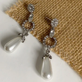 Noul Brand Vintage Lacrimă Pearl Cercei pentru Femei Farmece Bijuterii Cristal Flori Declarație Cercel de sex Feminin Brincos Nunta Bijoux
