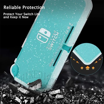 Pentru Nintendo Comutator Lite Cristal Lichid, Sclipici Caz Moale rezistent la Socuri TPU Capacul de Protecție Caz & Temperat Pahar Ecran Protector