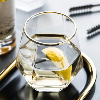 Cana de sticla Creative Cristal de Diamant Cana cana de cafea de Aur Pictat Șase Tivita de Sticlă, de uz Casnic Transparent Suc de Lapte, Pahare de Băut