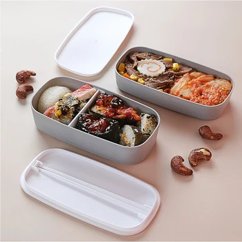 Microwavable 2 Layer Lunch Box With Compartments Leakproof Bento Box Insulated Food Container With Chopsticks