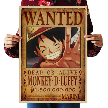 Una Bucata Poster Autocolant Decor Acasă Poster de Perete Retro Hârtie Poster Anime Poster Munch D. Luffy Vrut 51.5×35cm