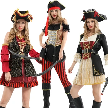 Căpitanul piratii din caraibe piratii din caraibe, jack sparrow pălărie centura costum de halloween pentru adulti femei de cosplay pirat de sex feminin