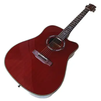 High gloss 41 inch chitara acustica maro plin sapele din lemn cu 6 corzi chitara folk secțiune de design pentru incepatori