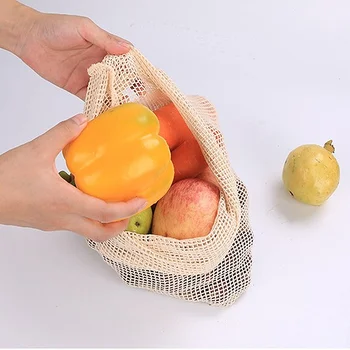 Refolosibile Bumbac Organic Plasă Produce Saci pentru Legume Fructe Bucătărie Refolosibile Lavabile Grila Sac de Depozitare cu Cordon Cu 3 Dimensiuni