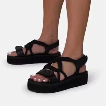 2021 Cânepă Pantofi De Femeie Sandalie Gladiator Velcro Sandale Femei De Înaltă Calitate Doamnelor Sandale De Vară Platforma Sandalias De Muje
