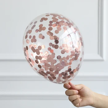 117Pcs Aur Rose Confetti Balon Ghirlanda Kit Lant din Metal Placat cu Crom Globos Heliu Nunta, Decor Decor de Anul Nou