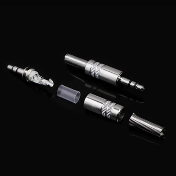 5Pcs/Lot Metal Nichel Placare de 3,5 mm 2 Inel 3 Poli Stereo Jack Plug Cablu de Lipire Adaptor Terminal cu arc