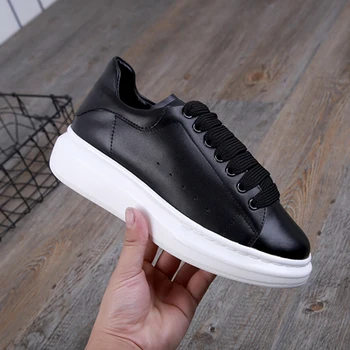 Design de lux Brand de Pantofi pentru Bărbați AlexandeCasual Pantofi Cap Rotund Dantelă-up Tălpi Groase Spori Adidași Alb-Negru Pantofi de Femei