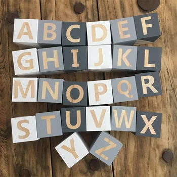 Mari de Lemn Literele Alfabetului, Numere de Blocuri ABC Cuburi Meserii DIY Copilul Montessori Jucarii Educative Suvenir Cadou Foto elemente de Recuzită, Decor