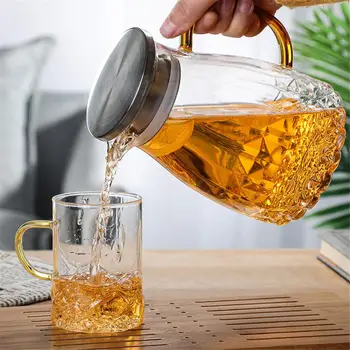 Ceainic de sticlă Rezistente la Căldură de Sticlă Ulcior Mare Capacitate de Ceai Ulcior cu Capac de Sticlă de uz Casnic de Apă Cană de Ceai Ulcior